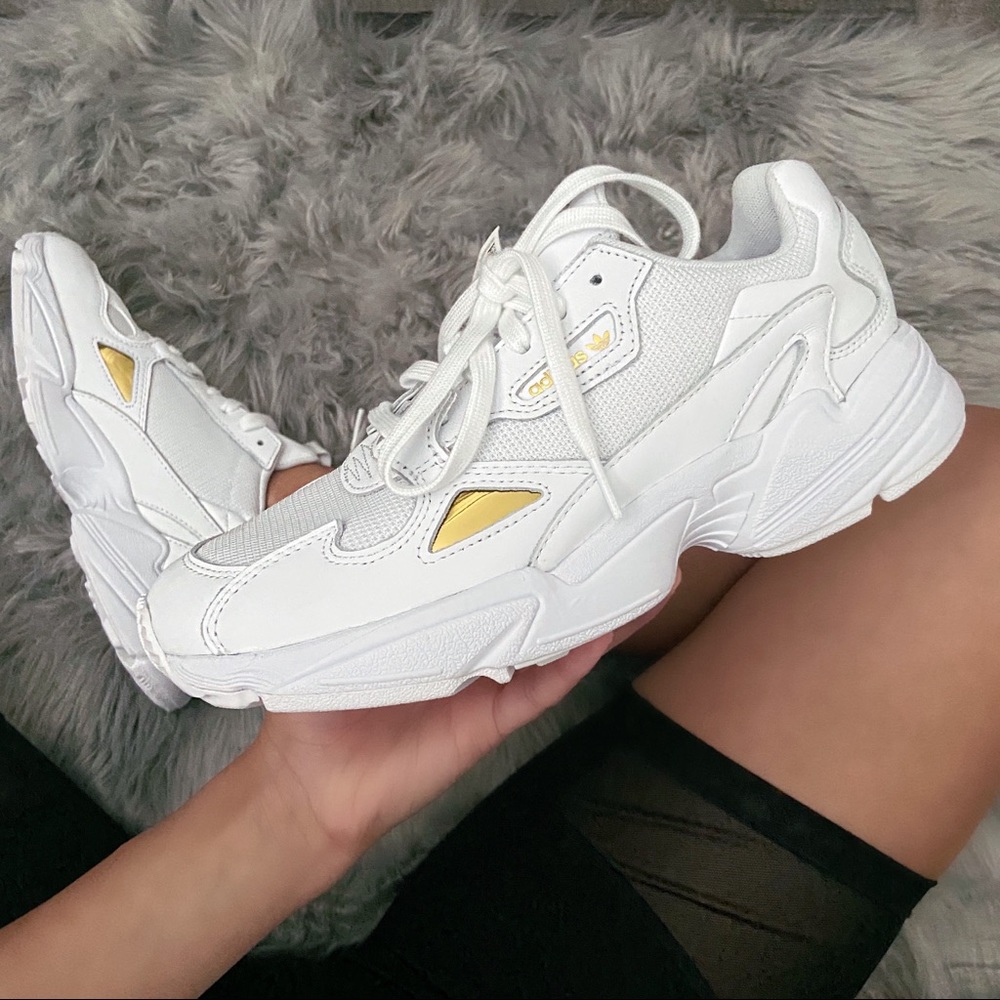 NWT Adidas Falcon White and Metallic Gold Accents - Picture 2 of 8